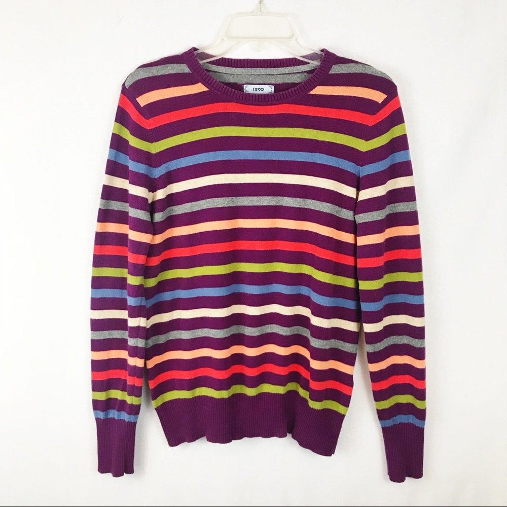 Izod | Striped crew neck sweater.